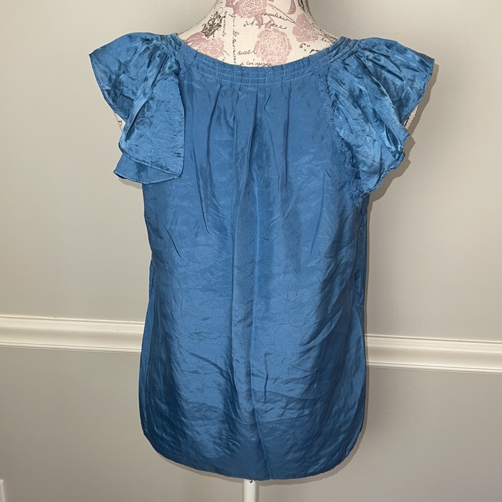 Banana Republic Blue Silk Blouse Small Petite - Picture 5 of 7